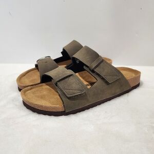 Cushionaire Lynx Cork Suede Velcro Brown Footbed Sandal Men's Size 10 NWOT